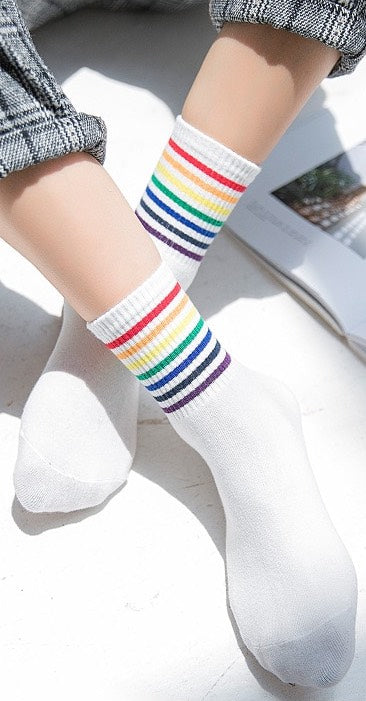 Chaussettes à Rayures Multicolores