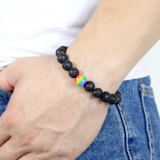 Bracelet LGBT — Perles en lave