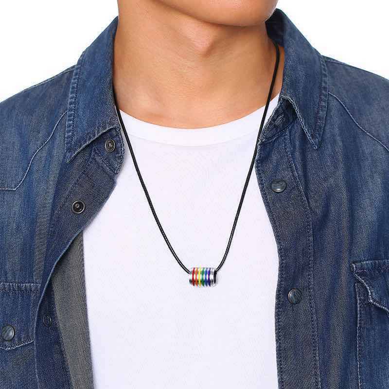 Collier Cuir — Pendentif LGBT