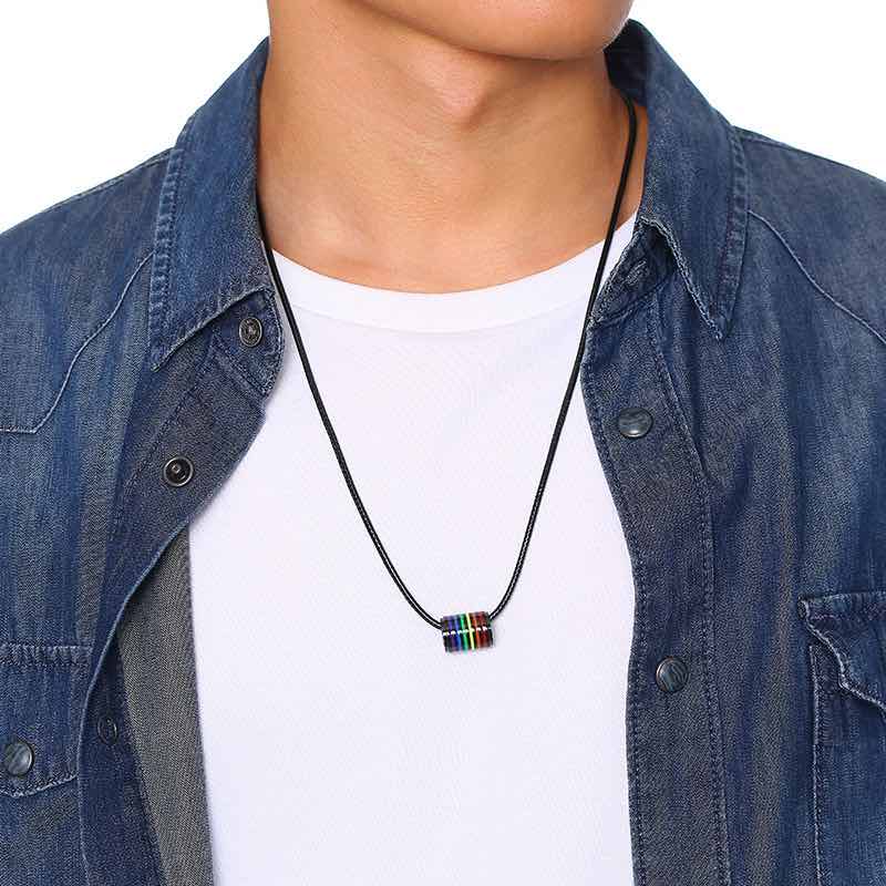 Collier Cuir — Pendentif LGBT