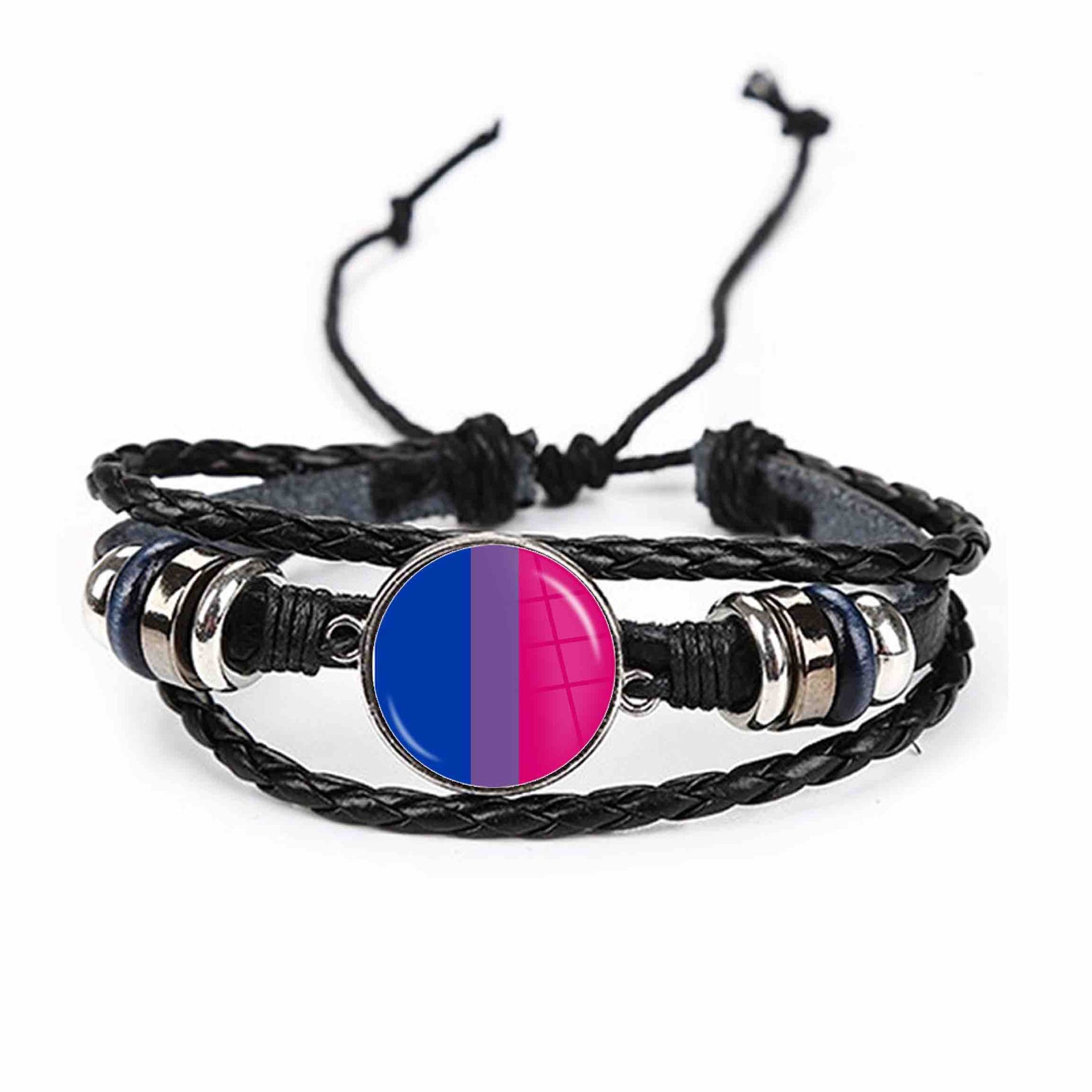 Bracelet en Cuir Drapeau Bisexuel
