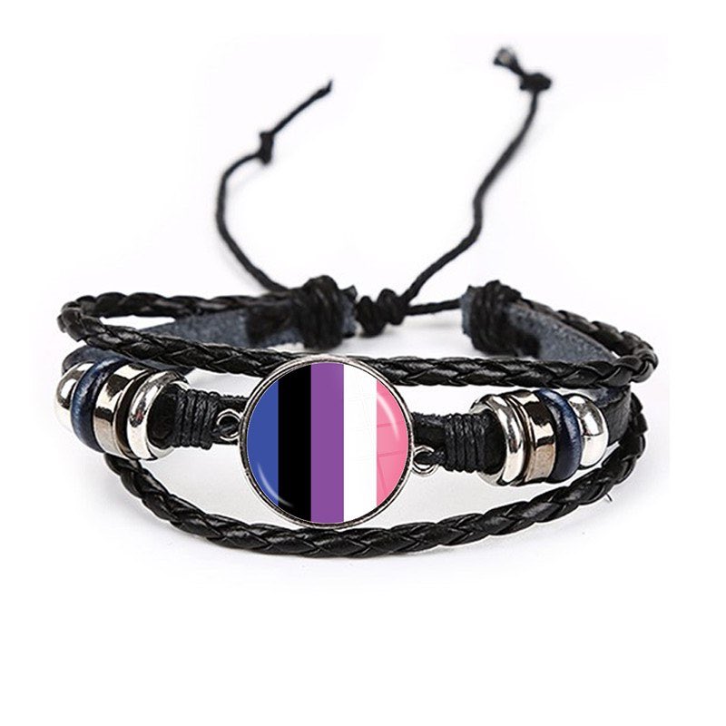 Bracelet en Cuir Drapeau Genderfluid
