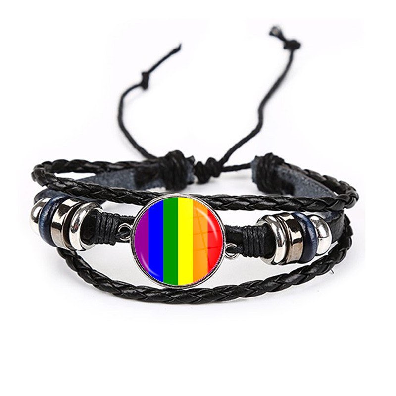 Bracelet en Cuir <br/> Drapeau LGBT