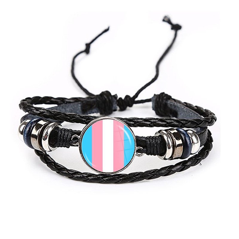 Bracelet en Cuir Drapeau Transgenre
