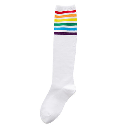 Chaussettes Hautes Arc-En-Ciel Blanches