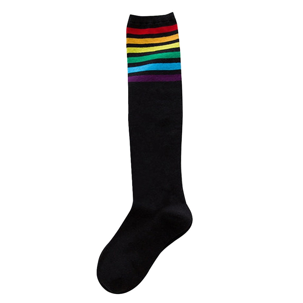 Chaussettes Hautes Arc-En-Ciel Noires