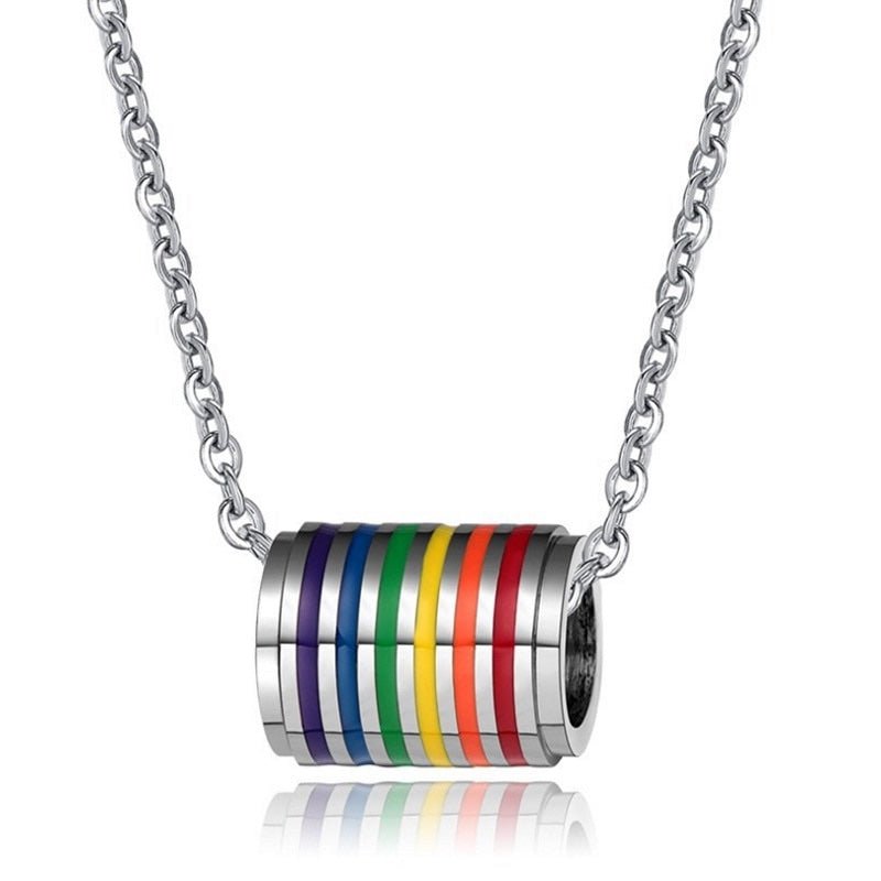 Collier Acier Pendentif LGBT
