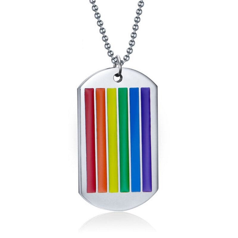 Collier Plaque LGBT Argentée