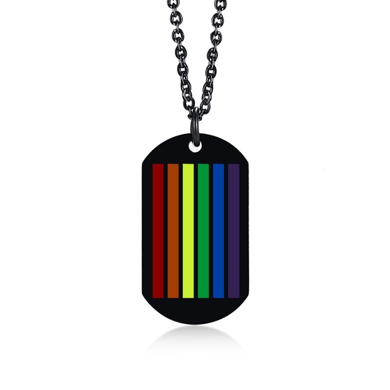 Collier Plaque Noire LGBT
